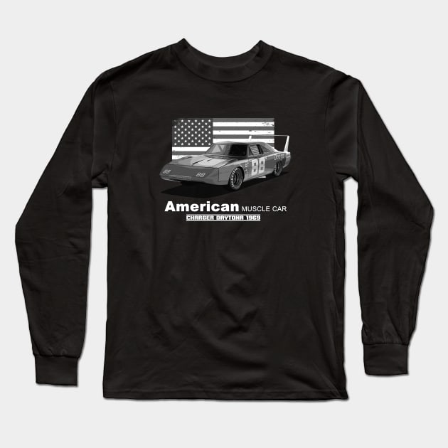 Charger Daytona American Muscle Car 60s 70s Old is Gold Long Sleeve T-Shirt by Jose Luiz Filho